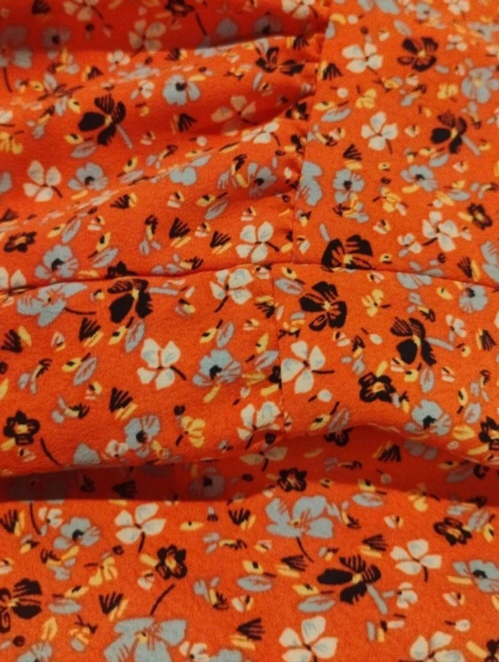 Wonder Nation Girls Orange Floral Smocked Tiered Boho Peasant Dress - L 10-12
